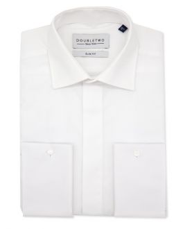 Tailored Fit White Plain Front Dress Shirt