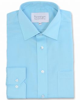 Azure Blue Single Cuff Pure Cotton Non Iron Shirt
