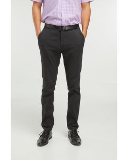 Black Cotton Slim Fit Chino Trousers