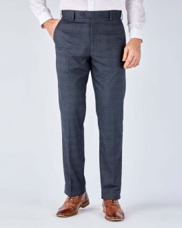Slate Grey Check Stretch Formal Trousers