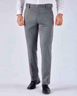 Grey Diamond Weave Stretch Formal Trousers
