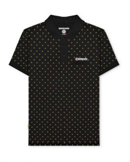 Lambretta Black Target Print Polo Shirt