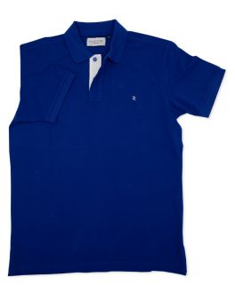 Royal Blue and White Contrast Polo Shirt