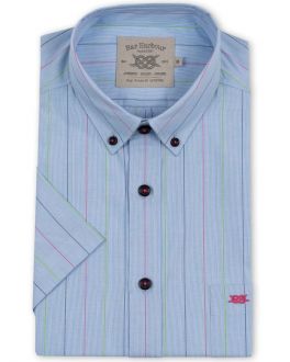 Blue End on End Short Sleeve Casual Shirt