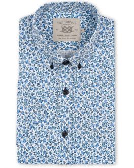 Blue Floral Print Short Sleeve Casual Shirt