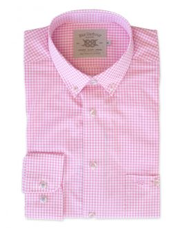 Pink Gingham Long Sleeve Casual Shirt