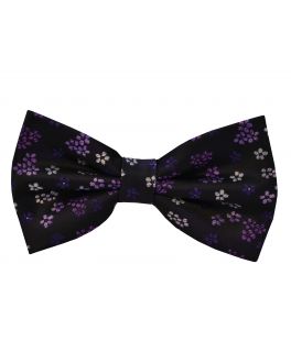 Purple Flower Patterned Bow Tie