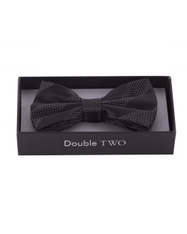 Black Dot and Stripe Boxed Bow Tie