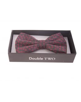 Double TWO Red Patterned Bow Tie