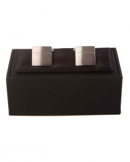 Double TWO Chrome Brushed Stripe Cuff Links