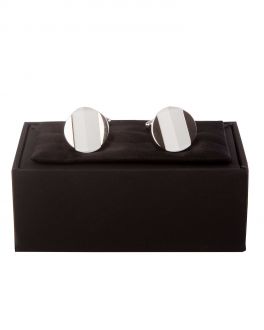 Double TWO White Patterned Round Cuff Links