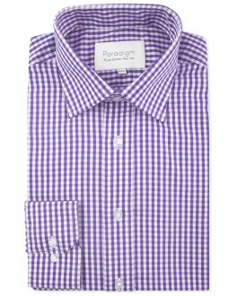 Purple Check Luxury Pure Cotton Non-Iron Shirt