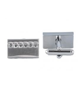 Silver Rectangle Cufflinks with Diamantes