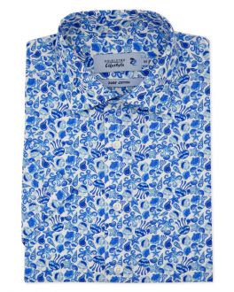 Blue Aquatic Printed Short Sleeve Casual Shirt