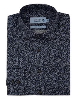 Black & Grey Swirl Print Long Sleeve Casual Shirt