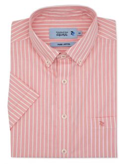 Pink & White Striped Short Sleeve Casual Shirt