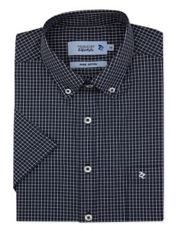 Black & White Grid Check Short Sleeve Casual Shirt