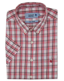 Red & Brown Check Short Sleeve Casual Shirt