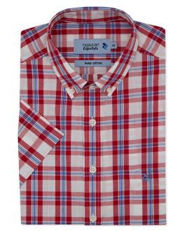 Red Blue & White Check Short Sleeve Casual Shirt