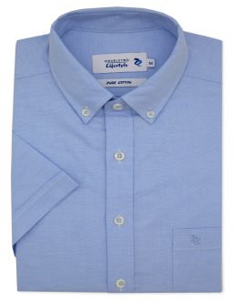 Pale Blue Oxford Short Sleeve Casual Shirt