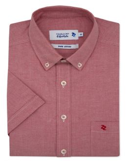 Red Oxford Short Sleeve Casual Shirt