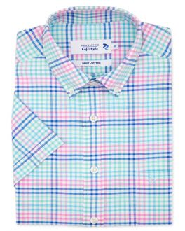 Multi-Coloured Gingham Check Short Sleeve Casual Shirt