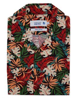 Multi-Coloured Tropical Print Short Sleeve Casual Shirt