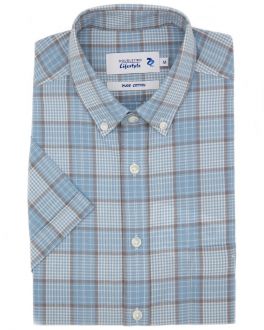 Blue Multi-Check Short Sleeve Casual Shirt
