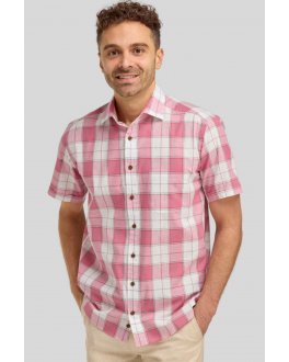 Red & White Check Short Sleeve Casual Shirt