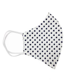 White and Navy Polka Dot Cotton Face Mask