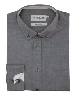 Charcoal Royal Oxford Weave Long Sleeve Formal Shirt