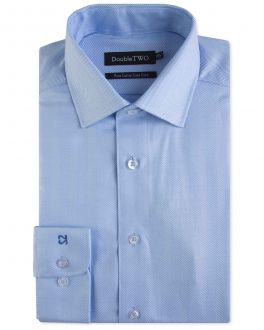 Blue Wide Herringbone Formal Shirt