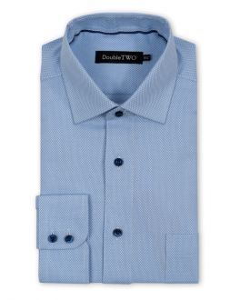 Blue and White Diamond Weave Formal Shirt