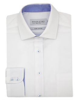 White Diamond Weave Long Sleeve Formal Shirt