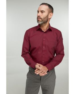 Wine Pure Cotton Shirt with Navy Contrast