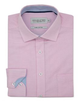 Pink Square Dobby Weave Long Sleeve Formal Shirt