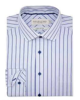 Navy Multi-Stripe Long Sleeve Formal Shirt