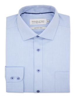 Blue Herringbone Weave Long Sleeve Formal Shirt