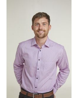 Pink Double Stripe Long Sleeve Formal Shirt
