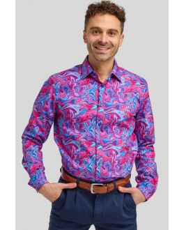 Double Two Pink Psychedelic Print Pure Cotton Shirt