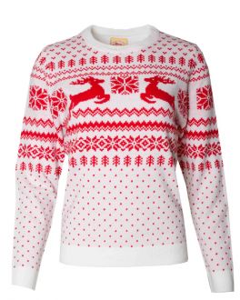 Red & Ivory Women's Christmas Lapland Jumper