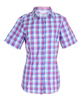Aqua Check Fitted Blouse