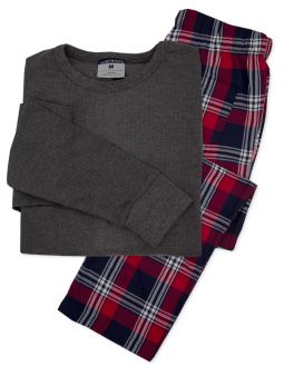 Red & Grey Check Thermal Pyjama Set
