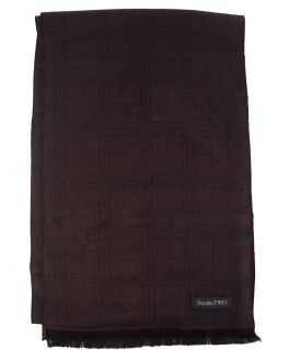 Double TWO Men's Chocolate Brown Check Scarf 