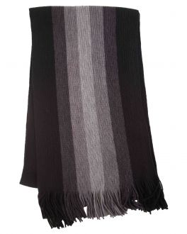 Double TWO knitted Black and Grey Stripe Scarf