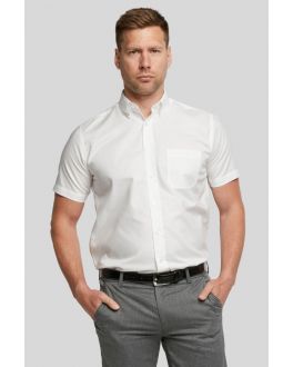 White Short Sleeve Non-Iron Button Down Oxford Shirt