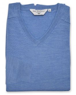 Marl Blue Long Sleeve V Neck Sweater