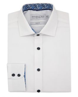 Slim Fit White Plain Weave Long Sleeve Formal Shirt