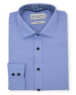 Slim Fit Fresh Blue Plain Weave Long Sleeve Formal Shirt