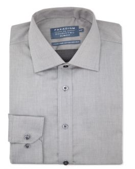 Slim Fit Grey Non-Iron Pure Cotton Twill Shirt